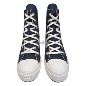 Converse Chuck 70 De Luxe Heel Obsidian Navy Platform Sneaker Boot Womens 7